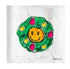 Mr. Smiley Wreath Block of Love by Kerri Rosenthal, colorful mini art encased in a 4 x 4 inch plexiglass block, styled view