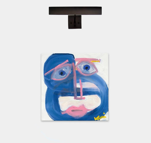 Mr. Complicated blue art print on stretched canvas wall art print - Unique artwork for living room wall decor by Kerri Rosenthal