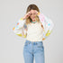 Multicolor knit shrug sweater cardigan in 100% cotton with heart embroidery - Shop women's cute shrugs by Kerri Rosenthal