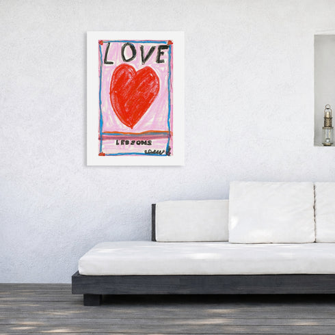 Soft washes of pink and hand-drawn lines Love art drawing - Shop word artwork decor for decor by Kerri Rosenthal.