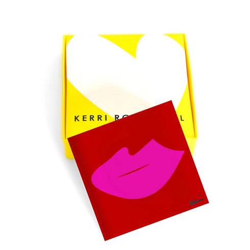 Mwah Cherri Red Block of Love Acrylic Mini Art by Kerri Rosenthal's artwork mounted on 3/4" plexiglass acrylic block - Unique artwork for living room decor