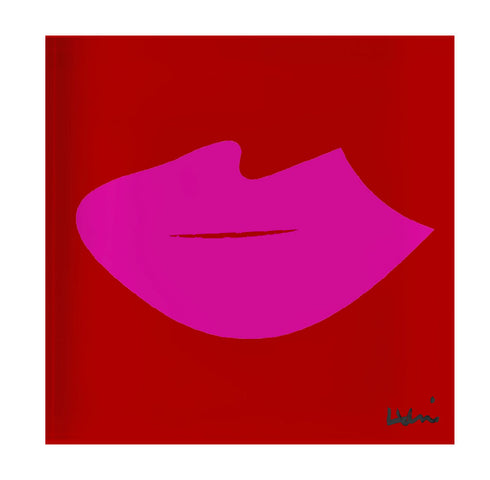 Mwah Cherri Red Block of Love Acrylic Mini Art by Kerri Rosenthal's artwork mounted on 3/4" plexiglass acrylic block - Unique artwork for living room decor