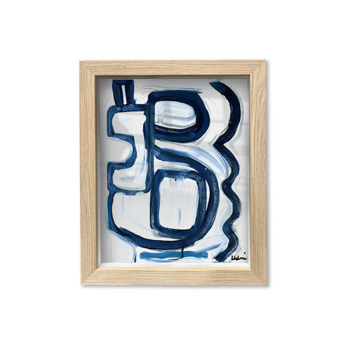 My Mykonos 2 Oak Indigo blue Shadow Box Art by Kerri Rosenthal - Unique artwork for living room wall decor