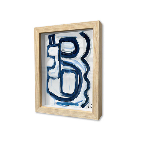 My Mykonos 2 Oak Indigo blue Shadow Box Art by Kerri Rosenthal - Unique artwork for living room wall decor