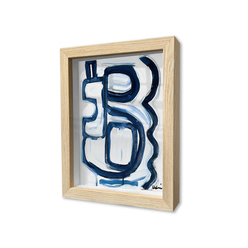 My Mykonos 2 Oak Indigo blue Shadow Box Art by Kerri Rosenthal - Unique artwork for living room wall decor