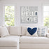 My Heart Indigo blue cute decorative throw pillows with oh hello love word wall art print by Kerri Rosenthal