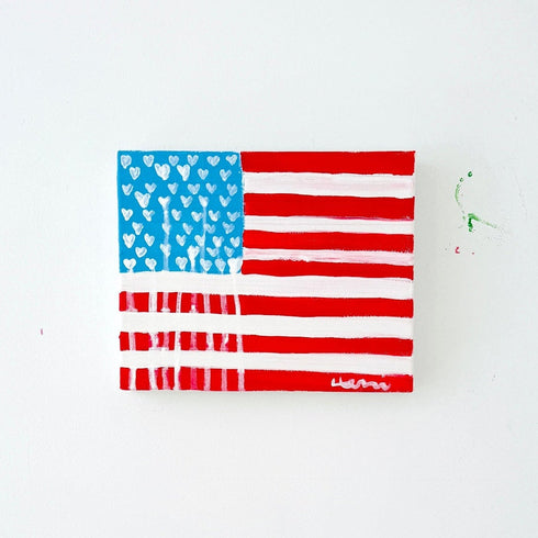 My flag 3 original painting on stretched canvas colorful wall art print - Unique artwork for living room wall decor by Kerri Rosenthal.
