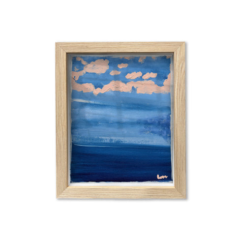 Mykonos Morning Oak Shadow Box Art by Kerri Rosenthal - Unique artwork for living room wall decor