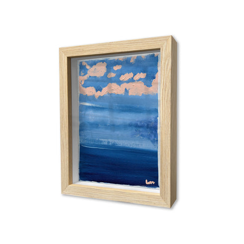 Mykonos Morning Oak Shadow Box Art by Kerri Rosenthal - Unique artwork for living room wall decor
