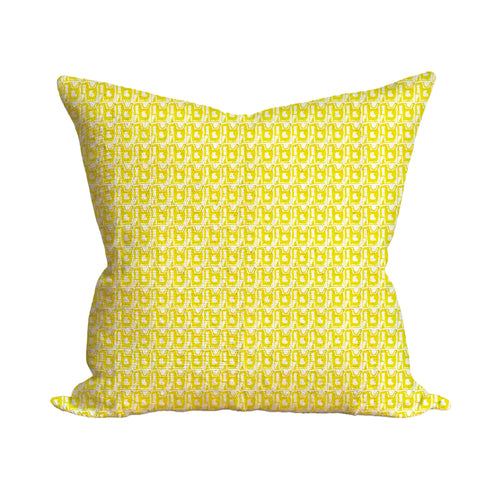 Mykonos yellow mini cute square decorative throw pillows by Kerri Rosenthal