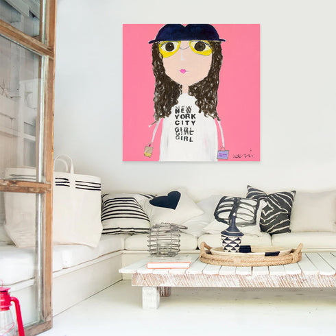 NYC Girl Too art print painted by Kerri Rosenthal, for modern home decor living, dining, family, entry, bedroom and more