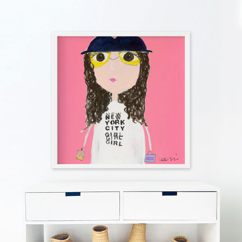 NYC Girl Too art print painted by Kerri Rosenthal, for modern home decor living, dining, family, entry, bedroom and more