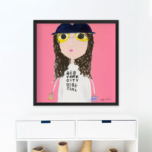 NYC Girl Too art print painted by Kerri Rosenthal, for modern home decor living, dining, family, entry, bedroom and more