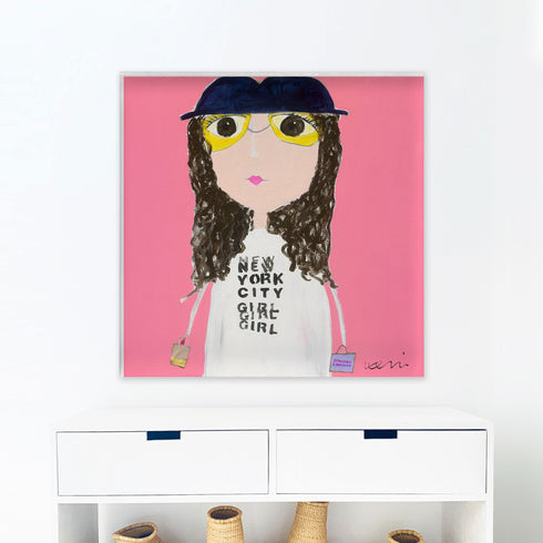 NYC Girl Too art print painted by Kerri Rosenthal, for modern home decor living, dining, family, entry, bedroom and more