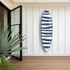 Navy blue and white summer stripes surfboard for living room decor - Shop modern surfboards by Kerri Rosenthal
