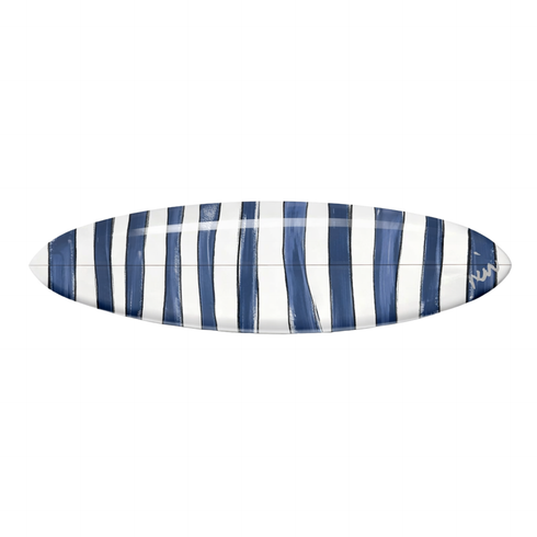 Navy blue and white summer stripes surfboard - Shop unique modern surfboards by Kerri Rosenthal