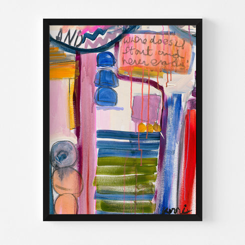 Never Ends is a colorful abstract art print painted by Kerri Rosenthal, for modern home decor living, dining, family, entry, bedroom and more.