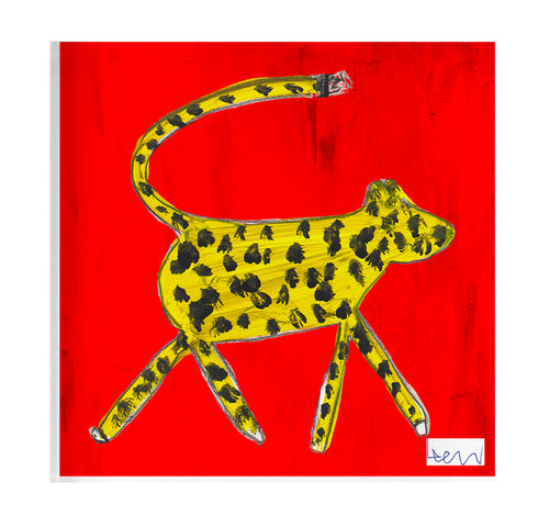 Nomad leopard red block of Love acrylic mini art by Kerri Rosenthal's artwork - Shop cute unique gifts loved ones