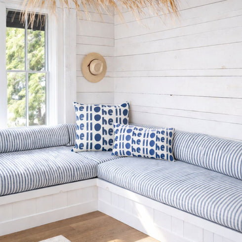 Oh Hi blue decorative square and rectangular lumbar pillows - Shop luxury throw pillows by Kerri Rosenthal