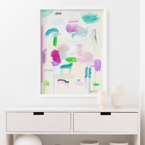 Some Spring Sunday colorful multi art print by Kerri Rosenthal - Unique artwork for living room wall decor