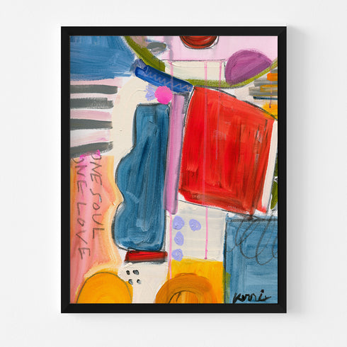 One Soul One Love is a colorful abstract art print painted by Kerri Rosenthal - modern art for living, dining, bedroom, entry, family room and more.