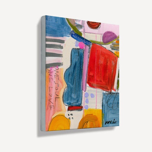 One Soul One Love is a colorful abstract art print painted by Kerri Rosenthal - modern art for living, dining, bedroom, entry, family room and more.