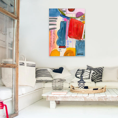 One Soul One Love is a colorful abstract art print painted by Kerri Rosenthal - modern art for living, dining, bedroom, entry, family room and more.