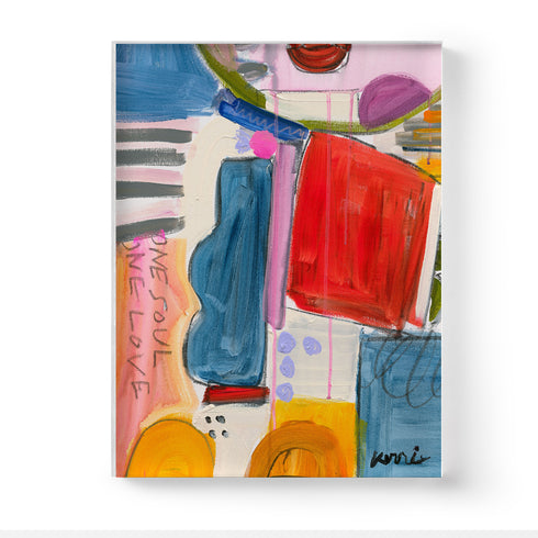 One Soul One Love is a colorful abstract art print painted by Kerri Rosenthal - modern art for living, dining, bedroom, entry, family room and more.