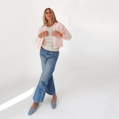 Sienna pink cropped cardigan in 100% cotton - Shop women's cute cardigans by Kerri Rosenthal.