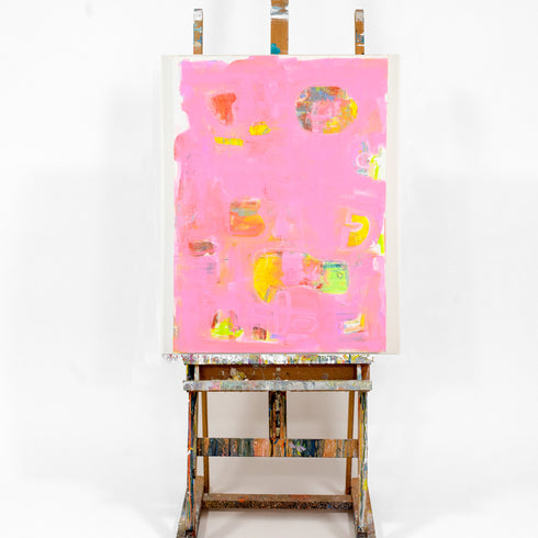 Pinkaholic is an original abstract painting inspired home interiors for modern living spaces by Kerri Rosenthal