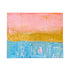 Postcard from the Pacific Coast, an abstract original painting in pink, gold, and turquoise on stretched canvas