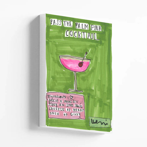 Pass the Palm Pink Cocktail abstract mini canvas wall art print - Shop abstract artwork for kitchen by Kerri Rosenthal