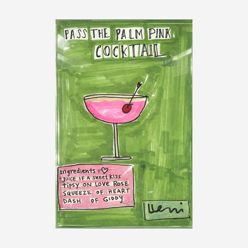 Pass the Palm Pink Cocktail colorful word wall art print artwork. Shop abstract artwork for decor by Kerri Rosenthal.