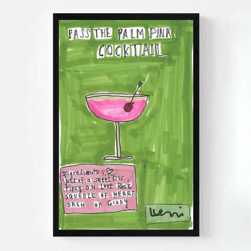 Pass the Palm Pink Cocktail colorful abstract word wall art print artwork. Shop abstract artwork decor by Kerri Rosenthal.