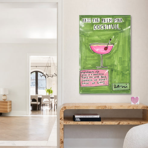 Pass the Palm Pink Cocktail colorful word wall art print. Shop abstract artwork decor for any space by Kerri Rosenthal.