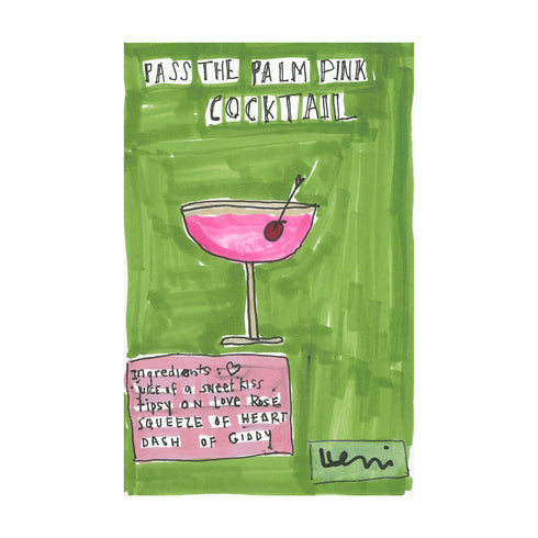 Pass the Palm Pink Cocktail colorful word wall art print. Shop abstract artwork for home decor by Kerri Rosenthal.