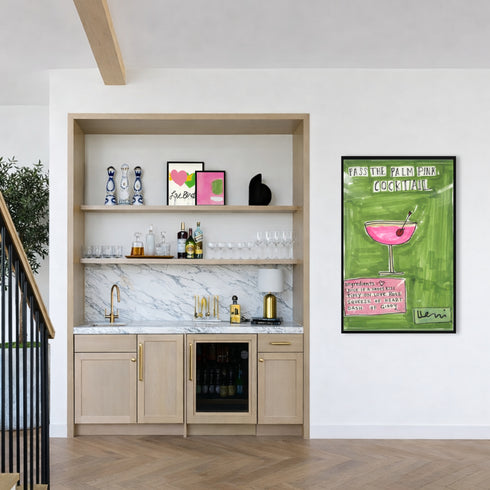 Pass the Palm Pink Cocktail word wall art print - Shop abstract artwork for modern kitchen with bar area by Kerri Rosenthal