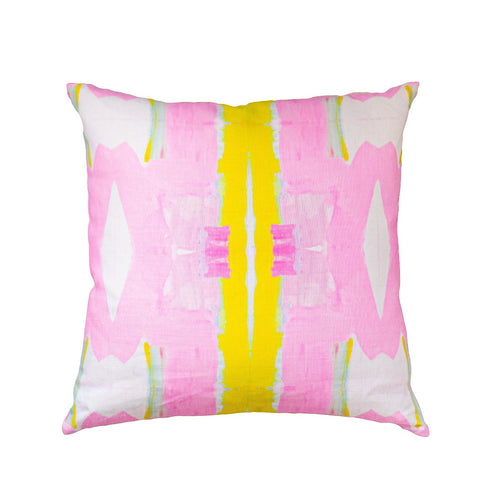 Pink Wonderblock decorative throw pillows in square by Kerri Rosenthal