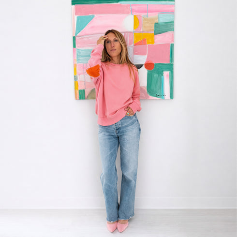 Long sleeves pink sweatshirt women - Shop women’s stylish heart sweatshirts by Kerri Rosenthal.