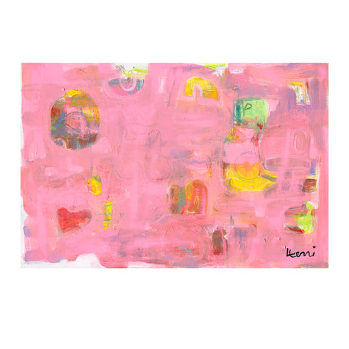 Pinkaholic horizontal modern abstract wall art print - Unique artwork gifts for living room, bedroom or any space wall art decor by Kerri Rosenthal