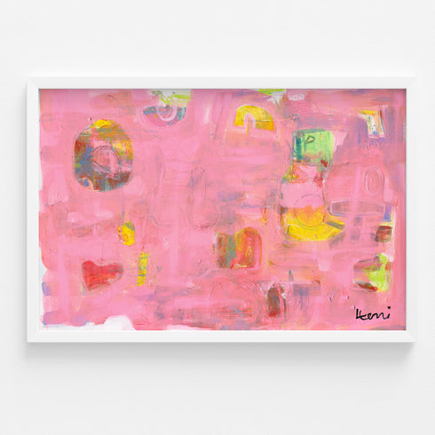 Pinkaholic horizontal modern abstract wall art print - Unique artwork gifts for living room, bedroom or any space wall art decor by Kerri Rosenthal