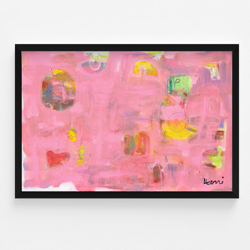 Pinkaholic horizontal modern abstract wall art print - Unique artwork gifts for living room, bedroom or any space wall art decor by Kerri Rosenthal