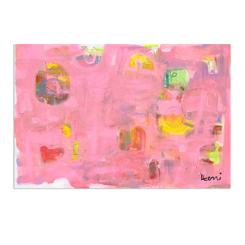 Pinkaholic horizontal modern abstract wall art print - Unique artwork gifts for living room, bedroom or any space wall art decor by Kerri Rosenthal