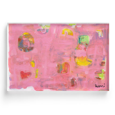 Pinkaholic horizontal modern abstract wall art print - Unique artwork gifts for living room, bedroom or any space wall art decor by Kerri Rosenthal