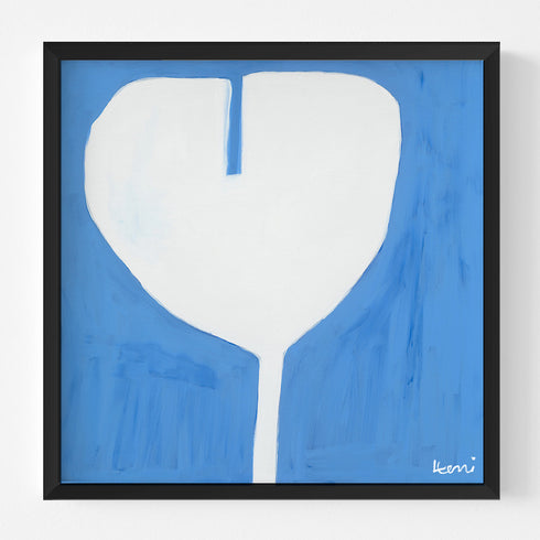 Poppy In Love modern abstract blue and white original art print by Kerri Rosenthal - Unique artwork gifts for living room wall decor.