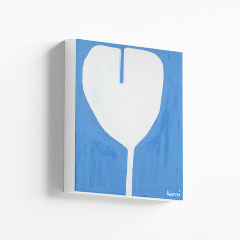 Poppy In Love modern abstract blue and white original art print by Kerri Rosenthal - Unique artwork gifts for living room wall decor.