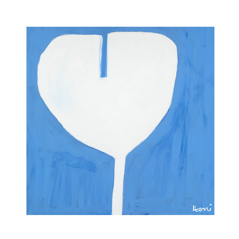 Poppy In Love modern abstract blue and white original art print by Kerri Rosenthal - Unique artwork gifts for living room wall decor.