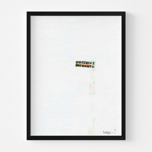 Precious Moments vertical black framed wall word art print white and black with touch of color by Kerri Rosenthal