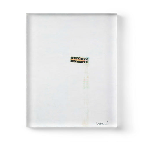 Precious Moments vertical plexiglass mount wall word art print white and black with a touch of color for kitchens and bathroom by Kerri Rosenthal