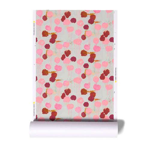 Raining Sun dusty pink wallpaper made on pearlescent-coated ground by Kerri Rosenthal